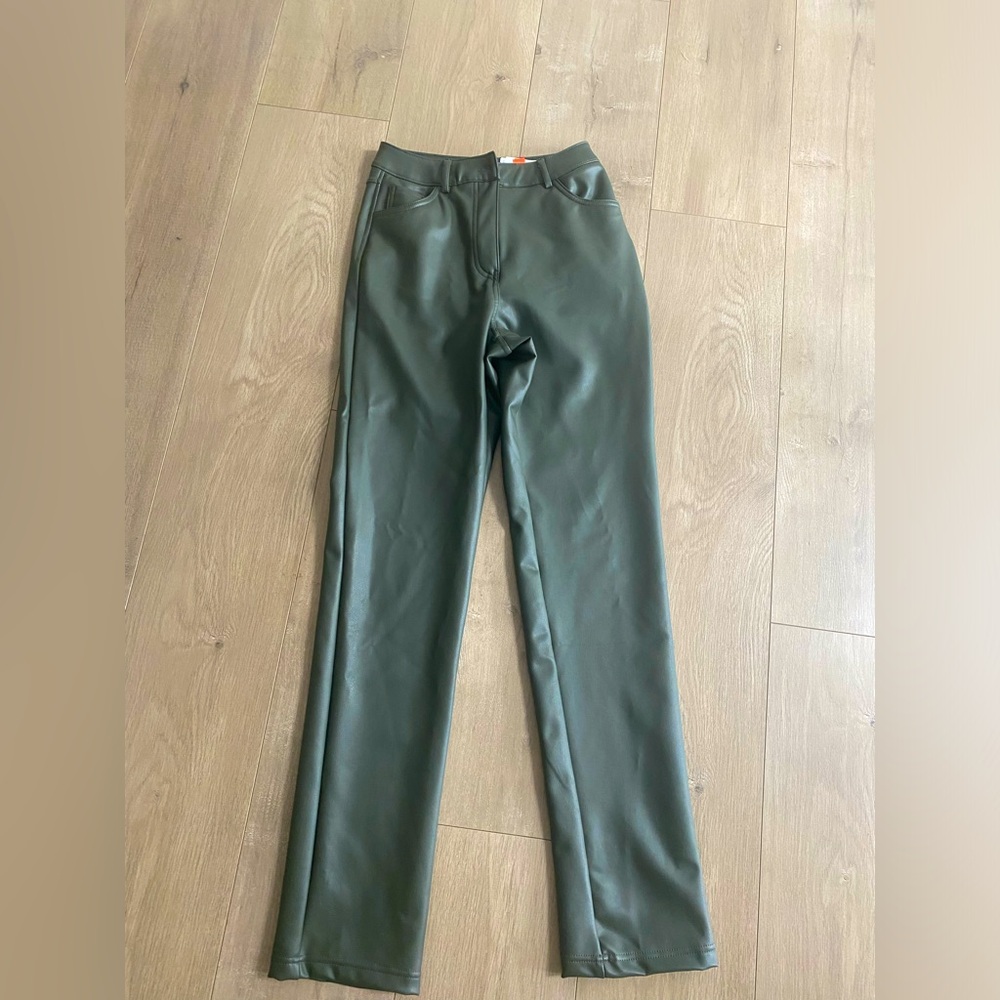 Womens NOA green leather pants